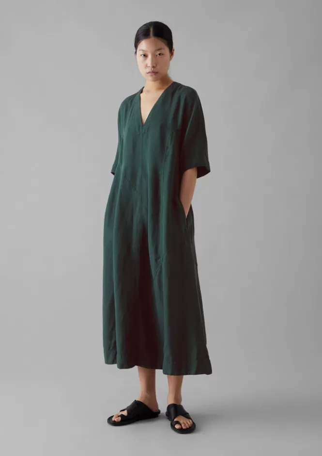 Abito Donna in Lino Lyocell con Inserti Spina di Pesce - Abiti Estivi Eleganti e Traspiranti | Moda Casual con Tocco Raffinato