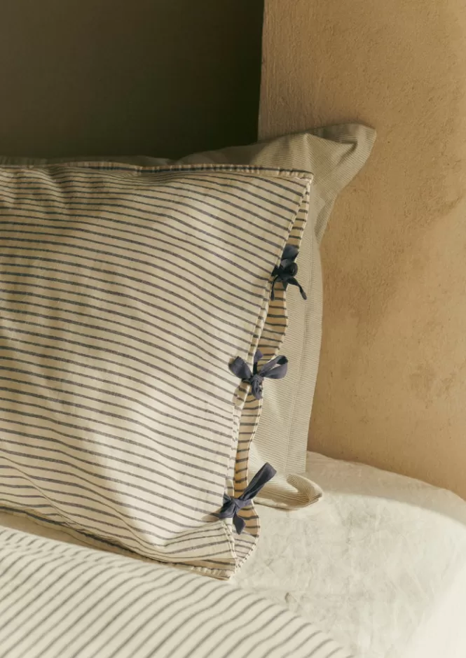 Completo Pigiama in Puro Cotone Biologico a Righe - Federe Coordinate per Biancheria da Letto Confortevole