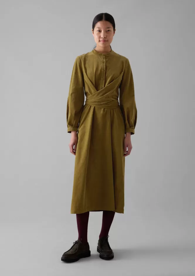 Abito Avvolgente in Tessuto Cord Sostenibile - Moda Femminile Autunno/Inverno con Chiusura a Fasciatura