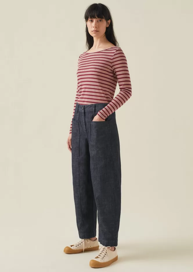 Pantaloni Donna in Denim Biologico con Dettagli a Pannelli - Stile Workwear & Design Funzionale (Disponibili in Liquidazione)