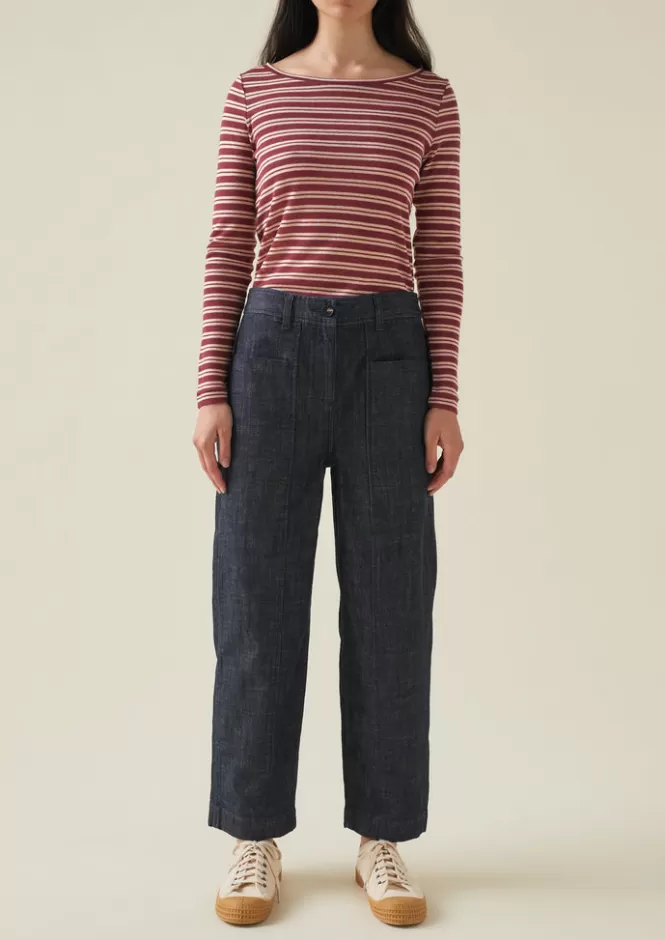 Pantaloni Donna in Denim Biologico con Dettagli a Pannelli - Stile Workwear & Design Funzionale (Disponibili in Liquidazione)