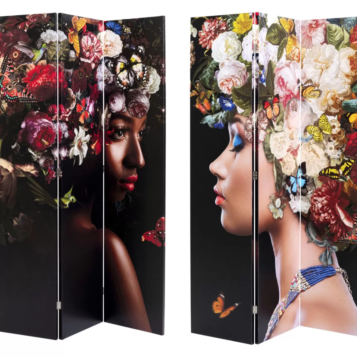 KARE Design - Paravento Floreale Spalla Fiorita vs Mazzo di Fiori - Pannello Decorativo 180x120 cm