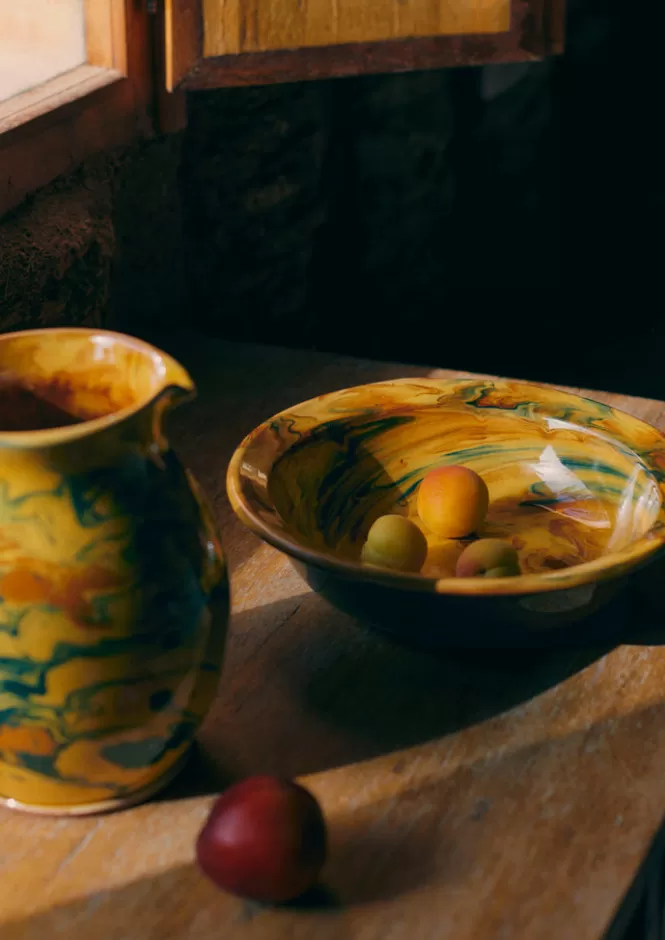 Piatto Artigianale Barbotine in Ceramica Marmorizzata - Edizione Speciale a Prezzo Promozionale