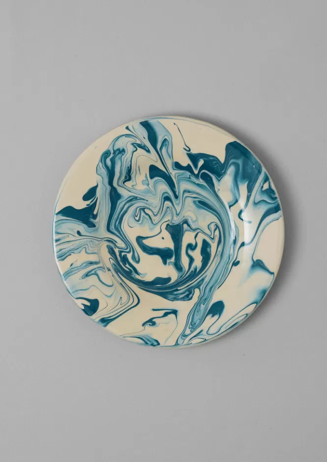 Piatto Elegante in Ceramica Artigianale con Effetto Marmorizzato - Stoviglie Raffinate per la Tavola