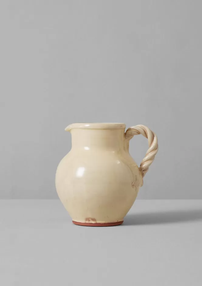 Brocca Barbotine con manico a treccia - Ceramica artigianale prezzo conveniente