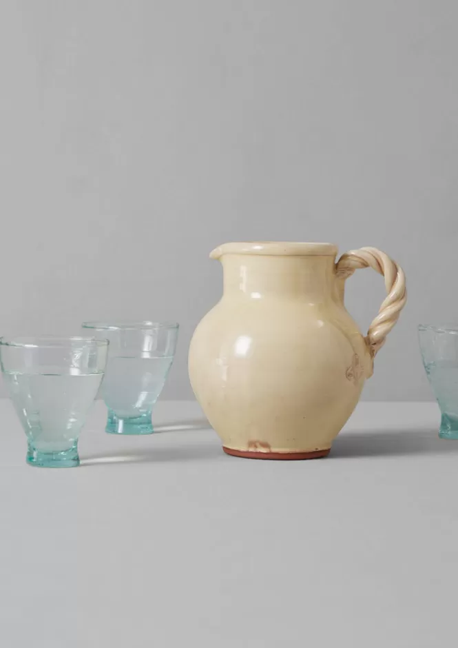 Brocca Barbotine con manico a treccia - Ceramica artigianale prezzo conveniente