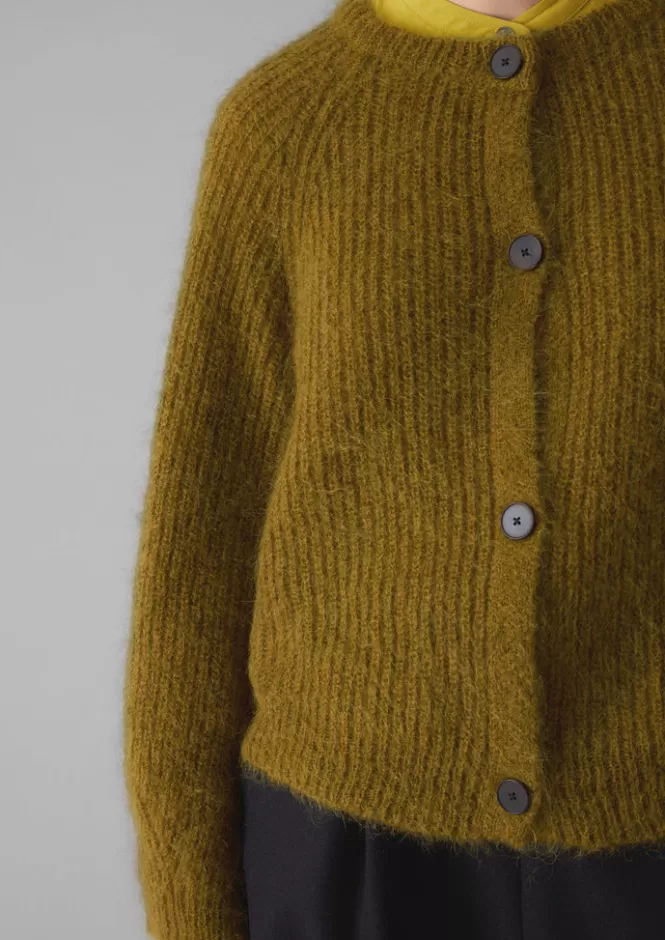 Novità in maglieria: cardigan donna in misto mohair e cashmere con texture a coste - morbido capo autunnale con filati pregiati