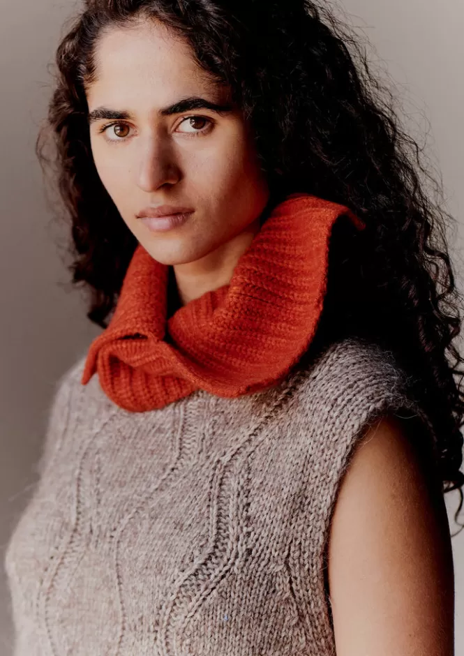 Sciarpa Cappuccio Invernale in Lana e Cashmere - Trama Costolata per Donna - Accessori Eleganti Cappelli, Sciarpe, Guanti 

(：，