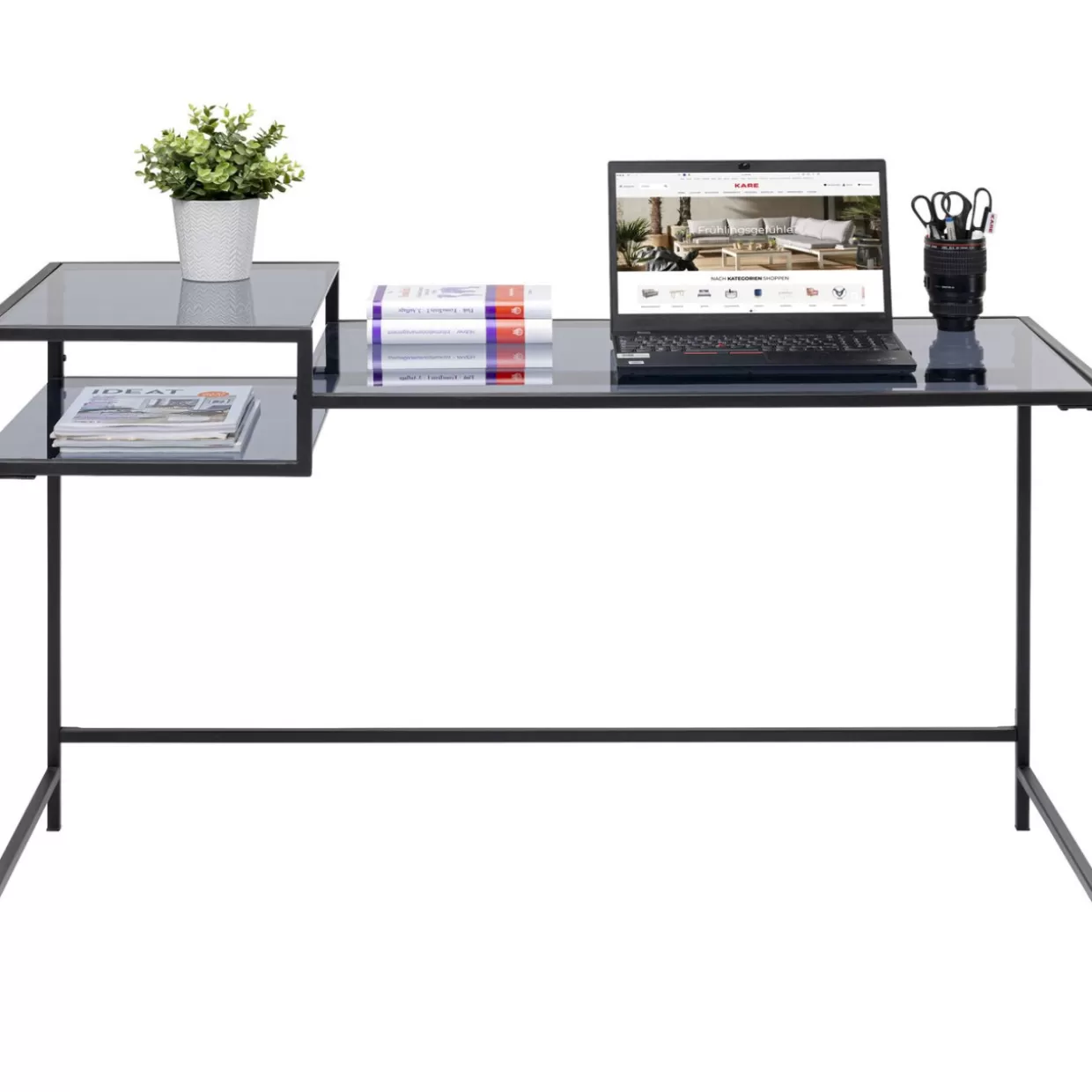 Scrivania Loft Moderna KARE Design - Nero Opaco, Dimensioni 134x60 cm, Perfetta per Ufficio o Casa con Stile Industriale