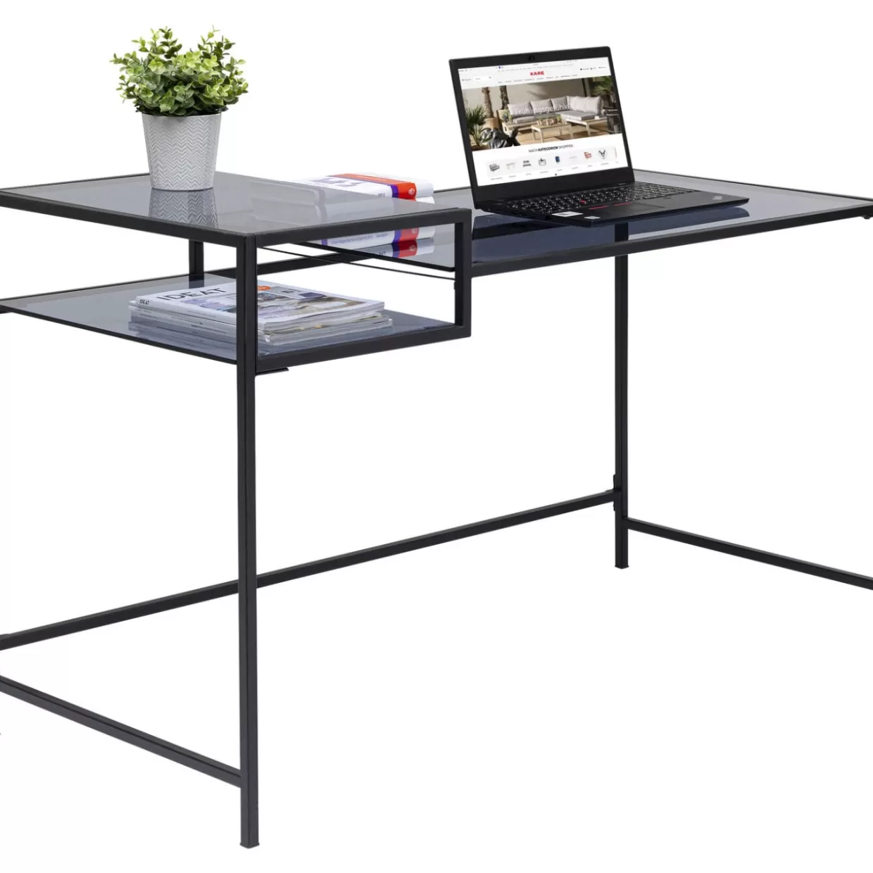 Scrivania Loft Moderna KARE Design - Nero Opaco, Dimensioni 134x60 cm, Perfetta per Ufficio o Casa con Stile Industriale