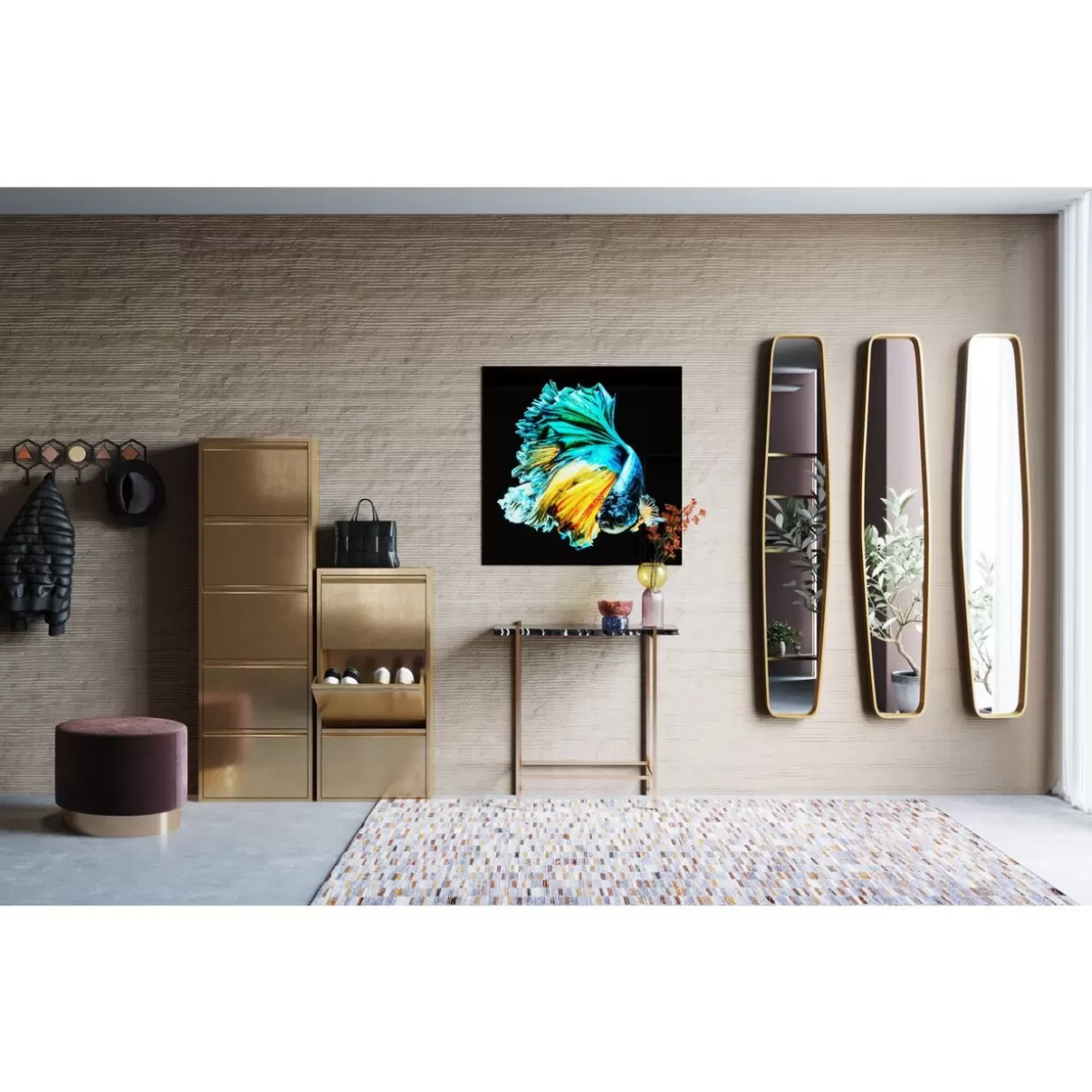 KARE Design - Piccoli Mobili e Accessori | Portascarpe Caruso in Bronzo, Set da 3 Elementi (Design Moderno)