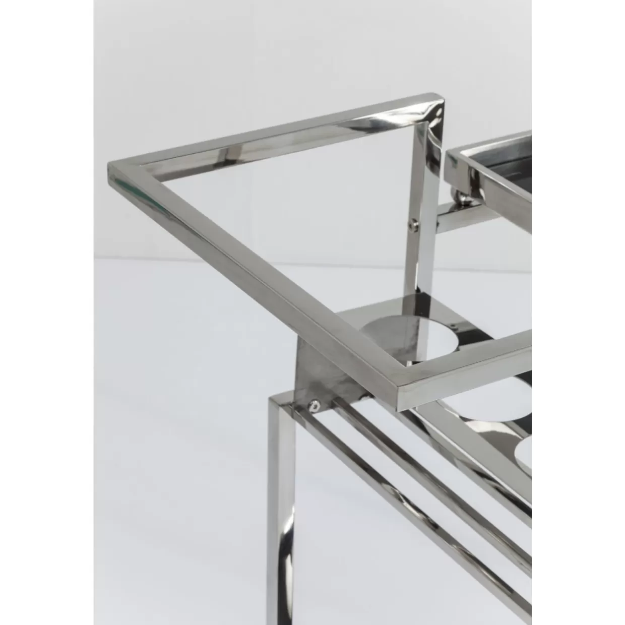 Carrello Multifunzionale Barfly in Acciaio Inox - Tavolino Servizio Stile Moderno KARE Design, Ideale per Bar e Cucina - Finitura Lucida Argento Elegante