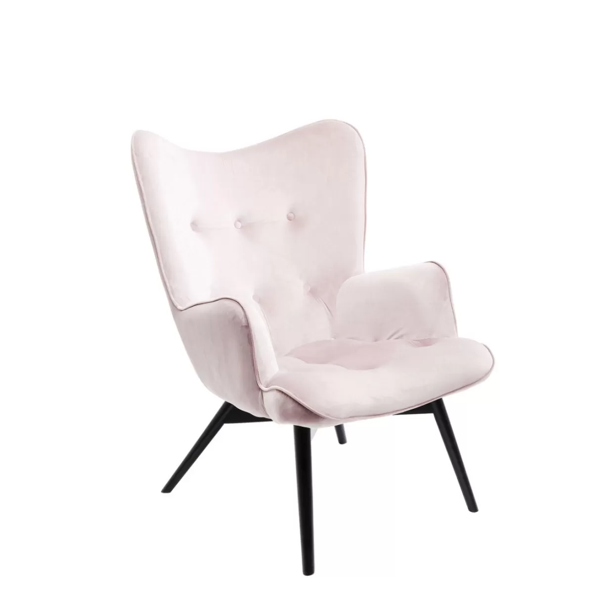 Design KARE - Poltrona Elegante Vicky in Velluto Rosa con Dettagli Nero, Confortevole per Soggiorno Moderno