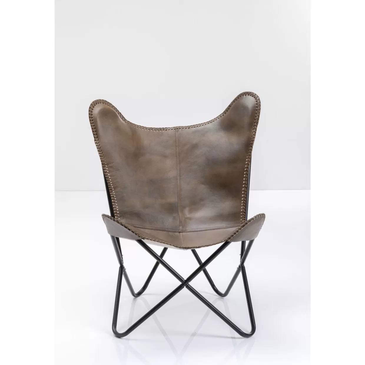 KARE Design Poltrona California in Pelle Marrone Scuro - Collezione Arredamento Elegante