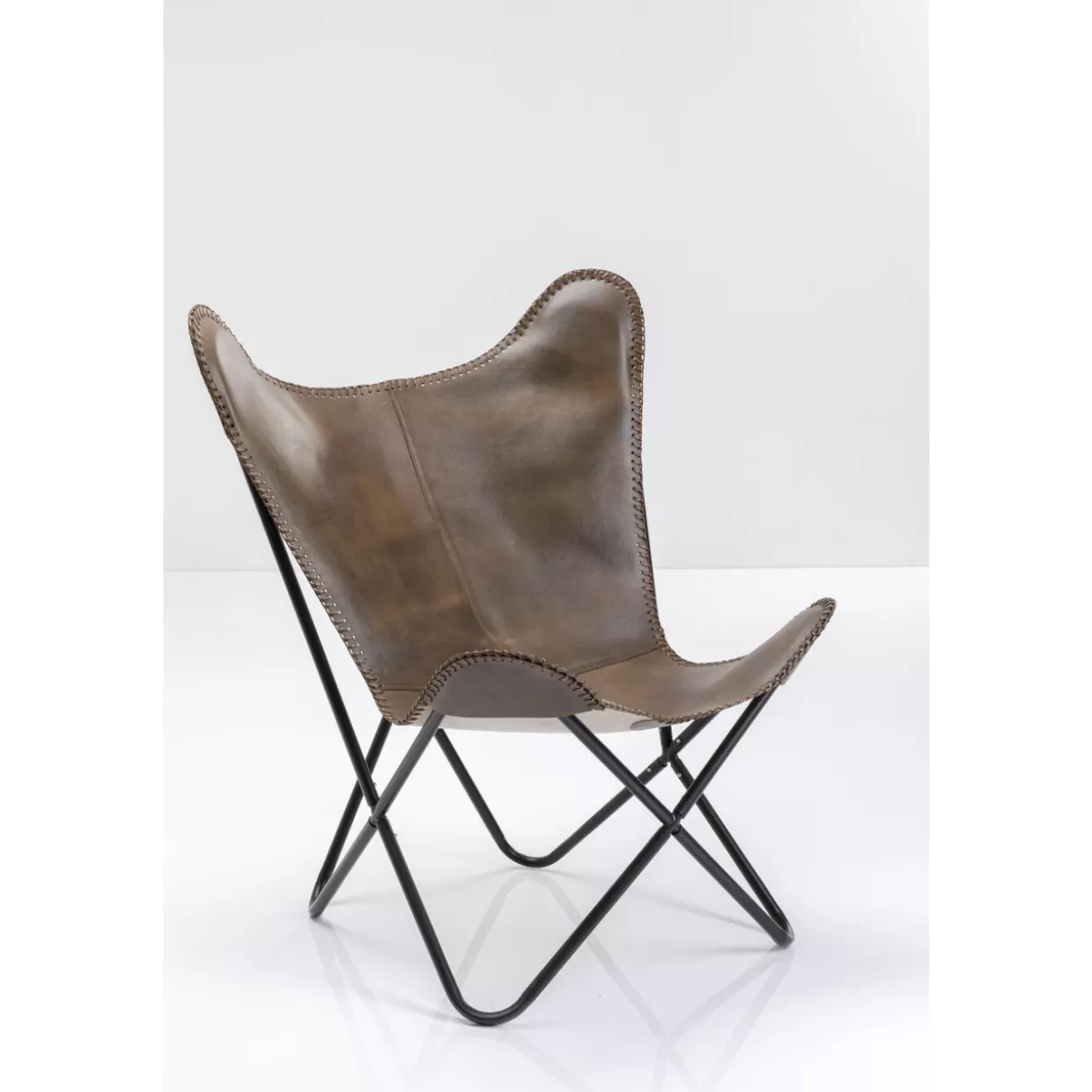 KARE Design Poltrona California in Pelle Marrone Scuro - Collezione Arredamento Elegante