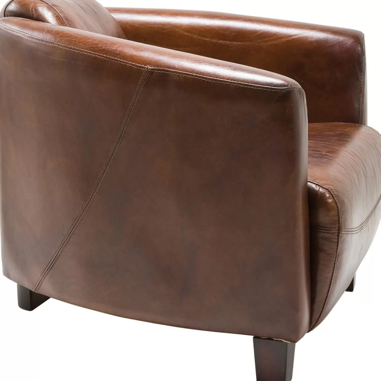 Poltrona Design KARE | Lounge per Sigari in Pelle Marrone Chiaro con Braccioli Avvolgenti