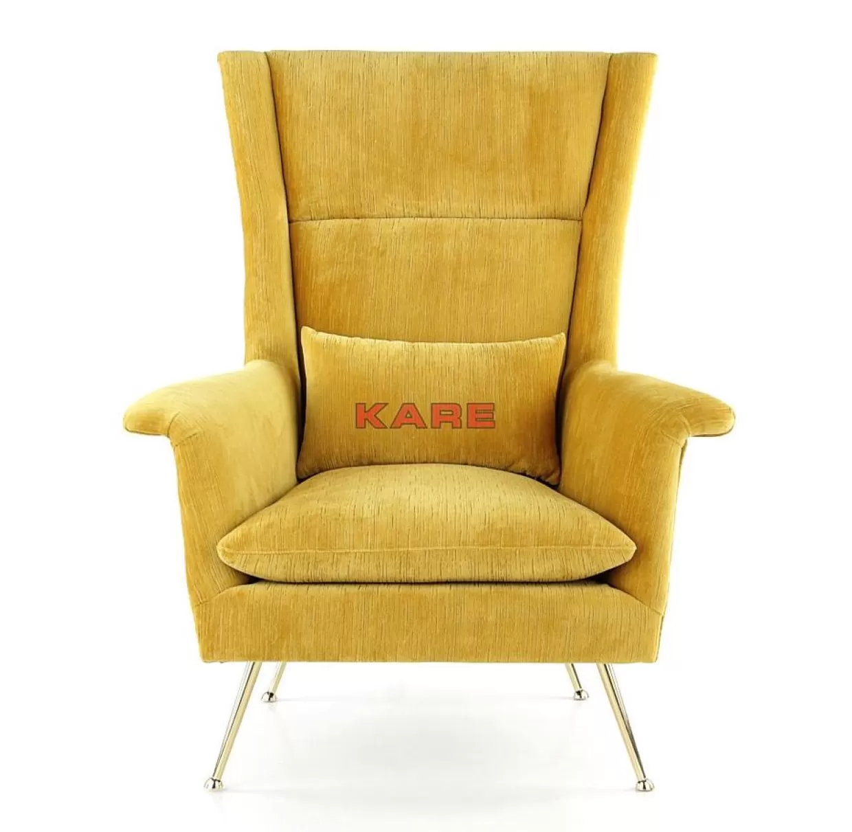 Poltrona KARE stile contemporaneo - Vegas Forever Collection in nuance giallo sole 

Oppure:

Sedia designer KARE imbottita - Modello Vegas Forever in tonalità giallo vibrante 

(Scelga una delle due opzioni, entrambe mantengono elementi chiave reinventati con sinonimi e costruzione linguistica tipica del marketing italiano, integrando descrizioni sensoriali come 