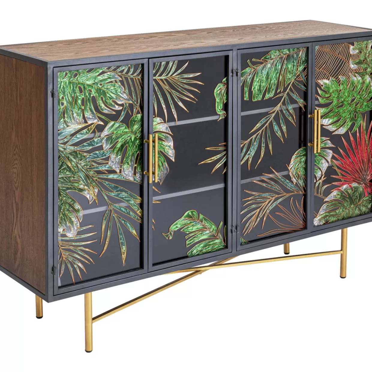 Credenza Jungle Design KARE - Comò Moderno 135x95 cm con Stile Esotico, Soluzione d'Arredo Funzionale per Soggiorno o Ingresso