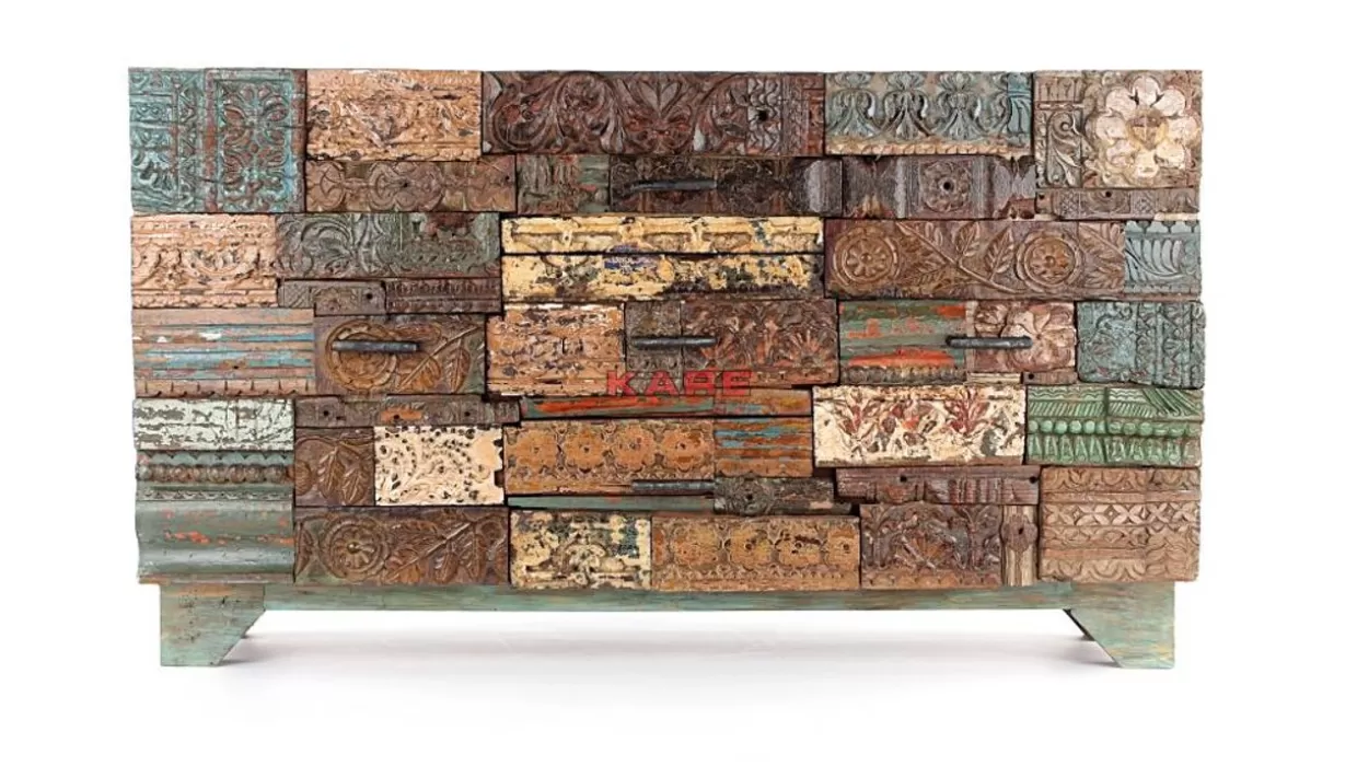 Artigianato Funzionale KARE - Credenze Shanti con Rivestimento a Puzzle Sorprendente per Soggiorni Contemporanei