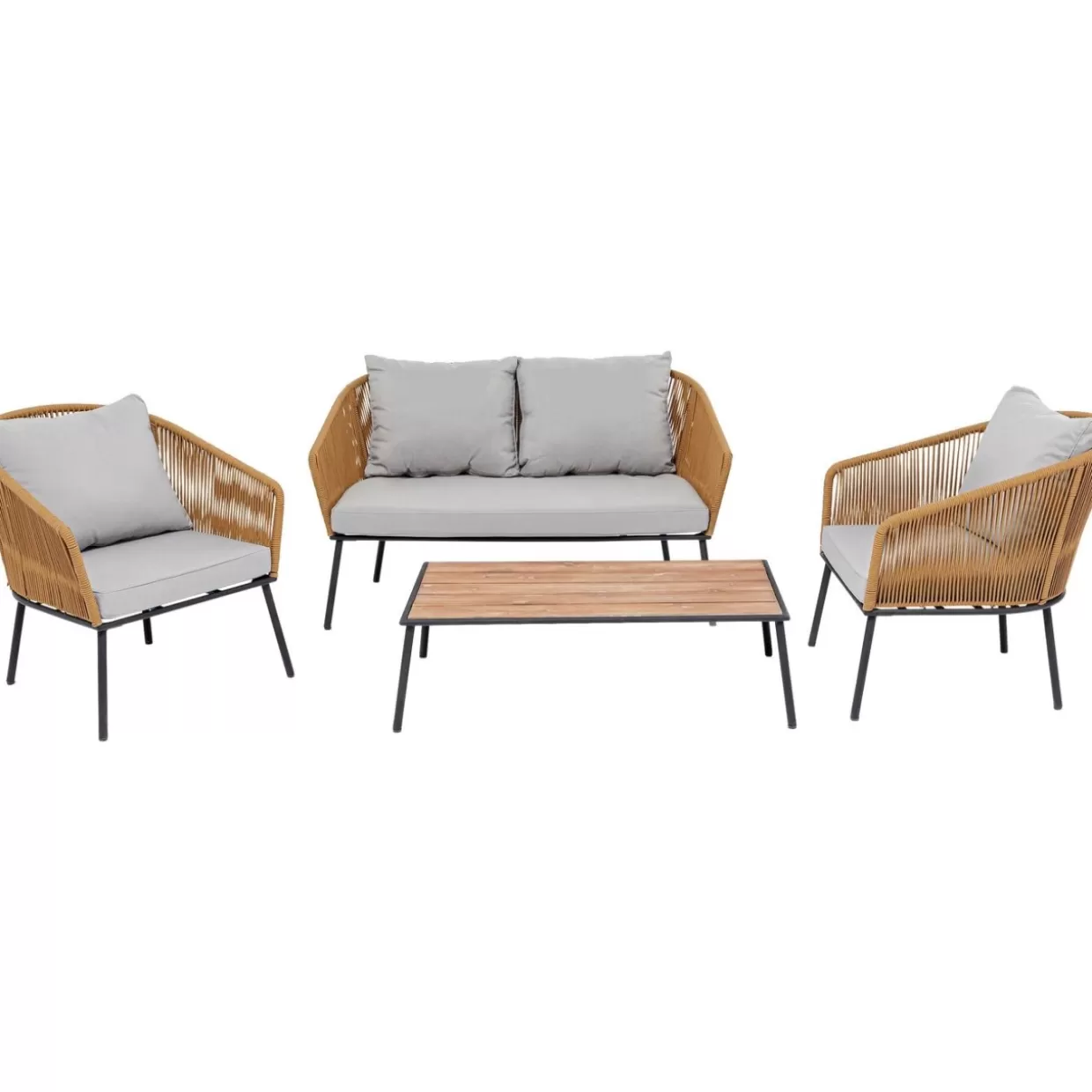 KARE Design - Set da Giardino Elba Quattro in Tonalità Naturali, Composizione Completa 4 Pezzi per Esterni Confortevoli