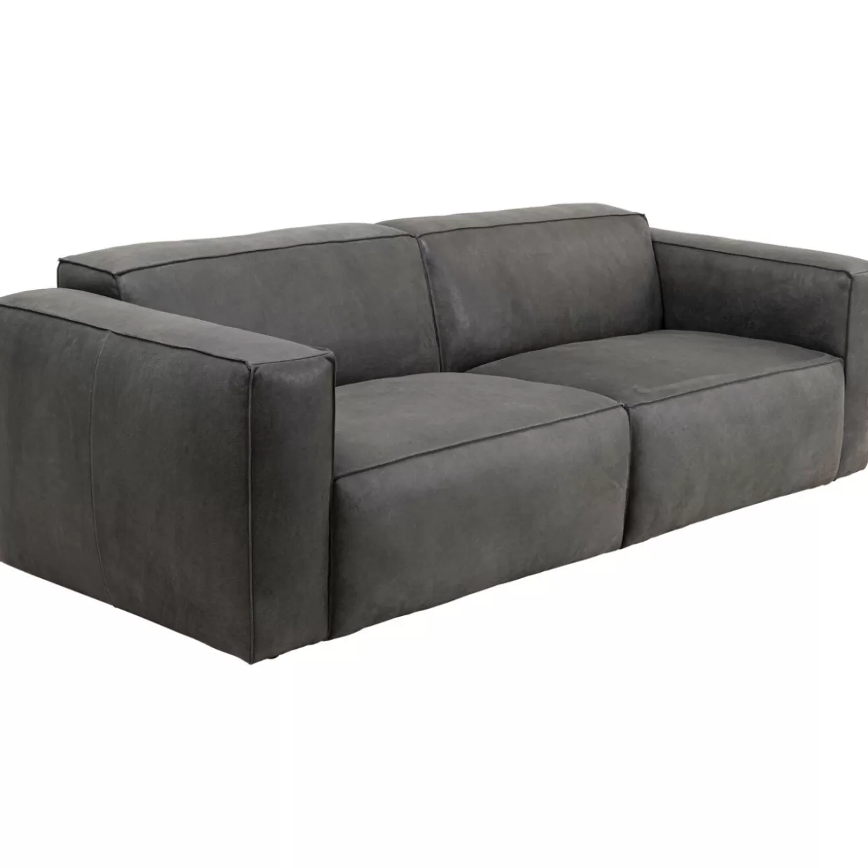 Divano Henry Modello 3 Posti in Pelle Grigia - Confortevole e Moderno, Collezione Esclusiva KARE Design