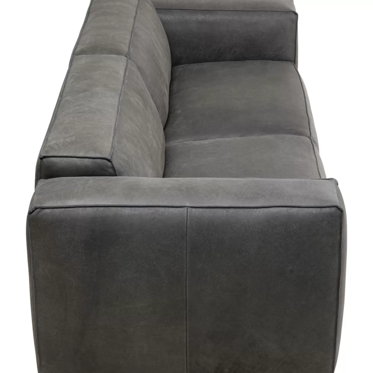 Divano Henry Modello 3 Posti in Pelle Grigia - Confortevole e Moderno, Collezione Esclusiva KARE Design