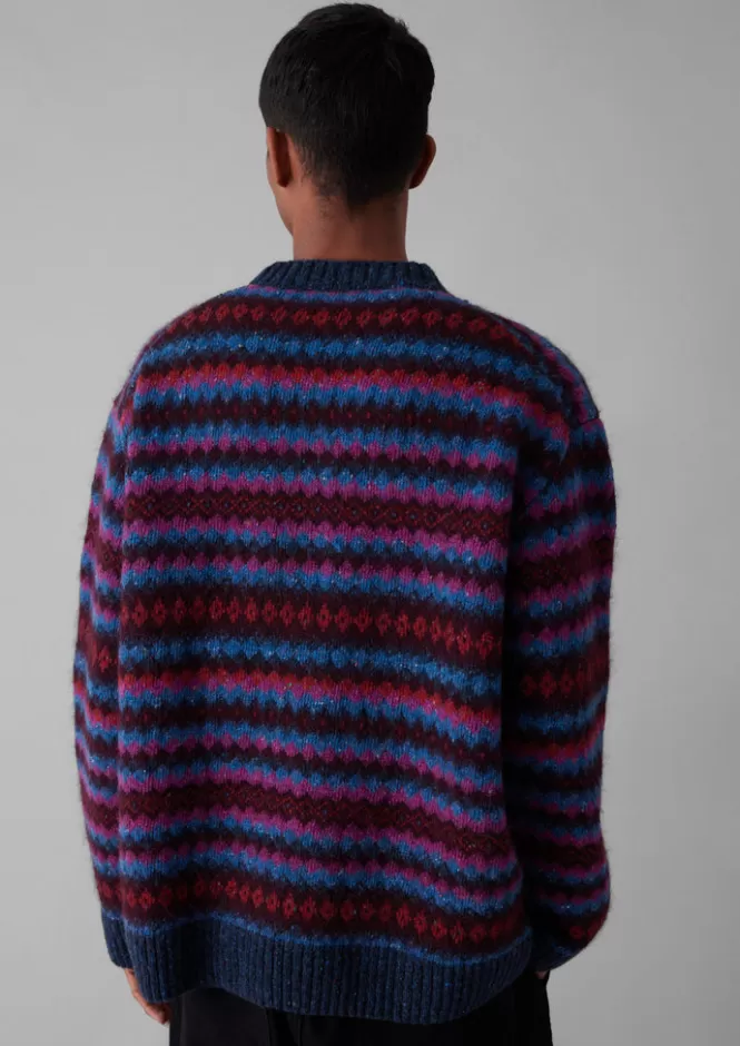 Maglione Unisex con Trama Jacquard Onde Sonore - Design Moderno in Pura Lana per Autunno/Inverno 2024