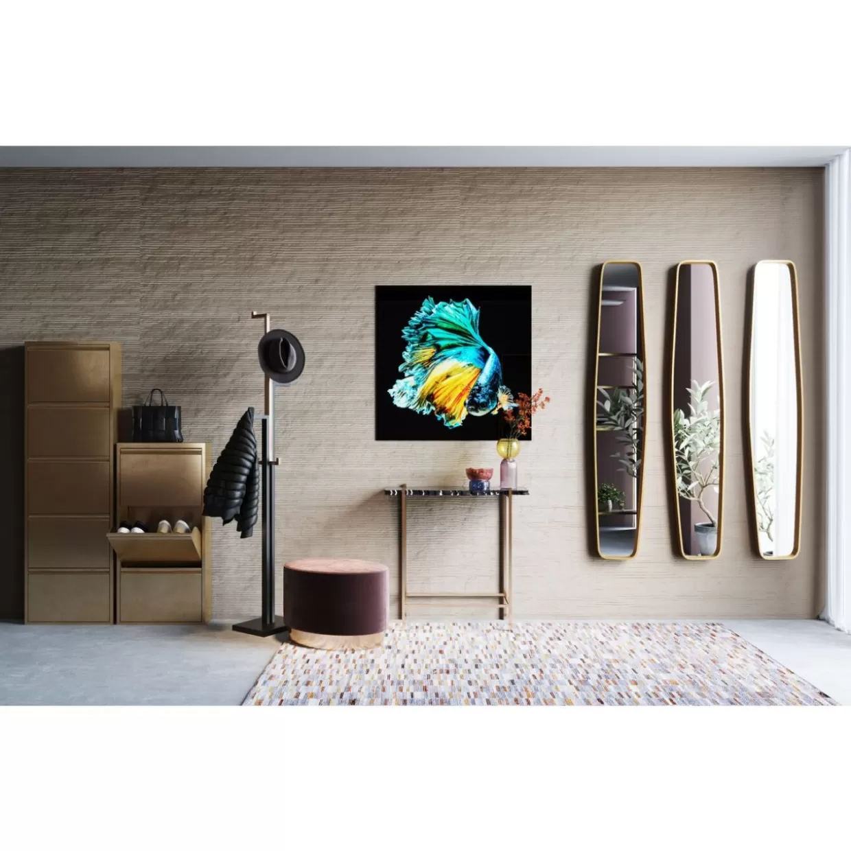 Specchio Decorativo con Clip in Ottone KARE - Cornice Moderna 32x177 cm per Arredamento Stiloso