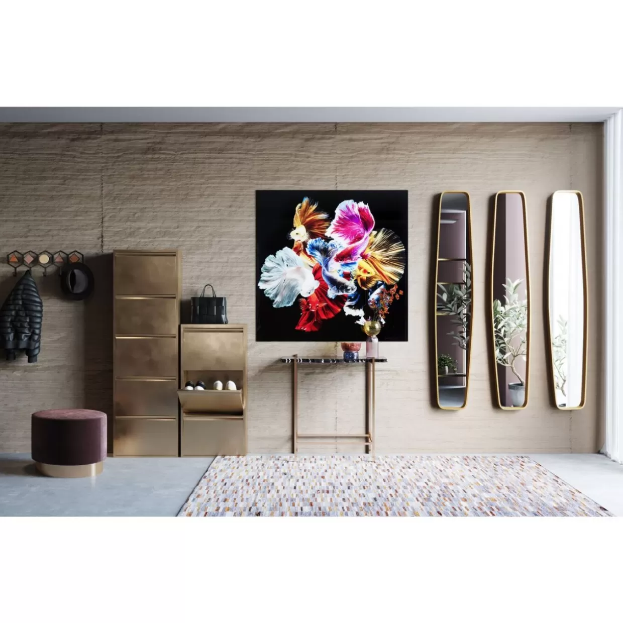 Specchio Decorativo con Clip in Ottone KARE - Cornice Moderna 32x177 cm per Arredamento Stiloso