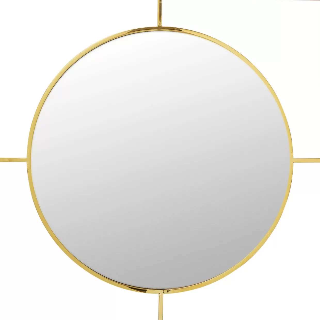 KARE Specchio Decorativo con Cornice Stanford Dorata - Diametro 90 cm per Interni Moderni