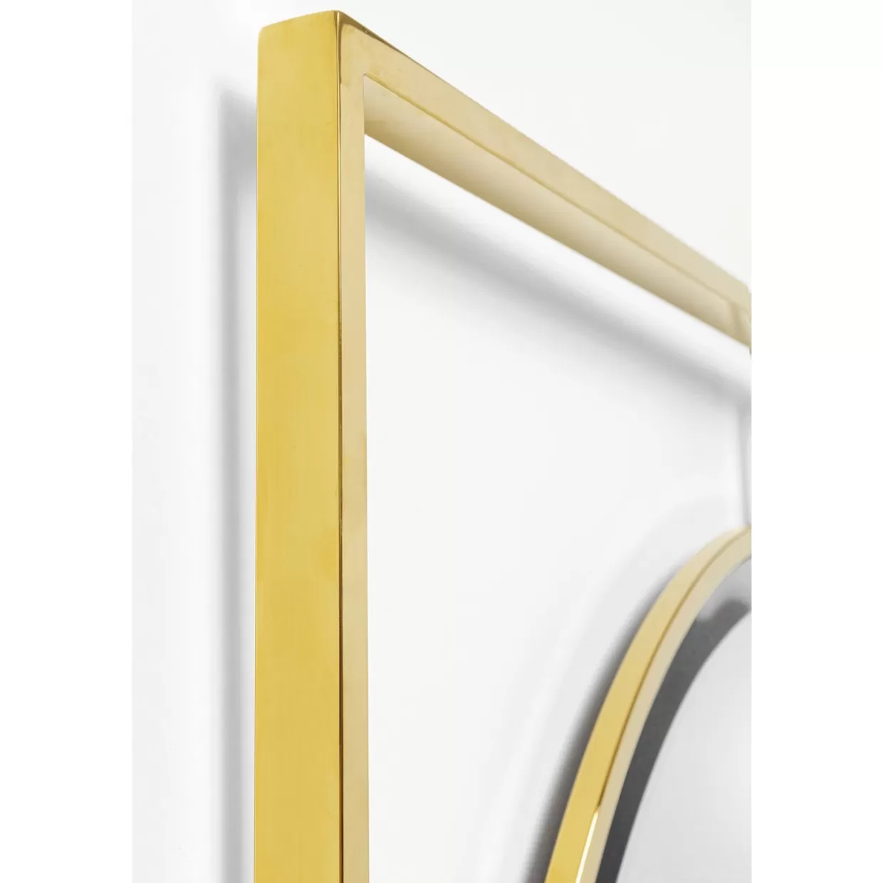 KARE Specchio Decorativo con Cornice Stanford Dorata - Diametro 90 cm per Interni Moderni