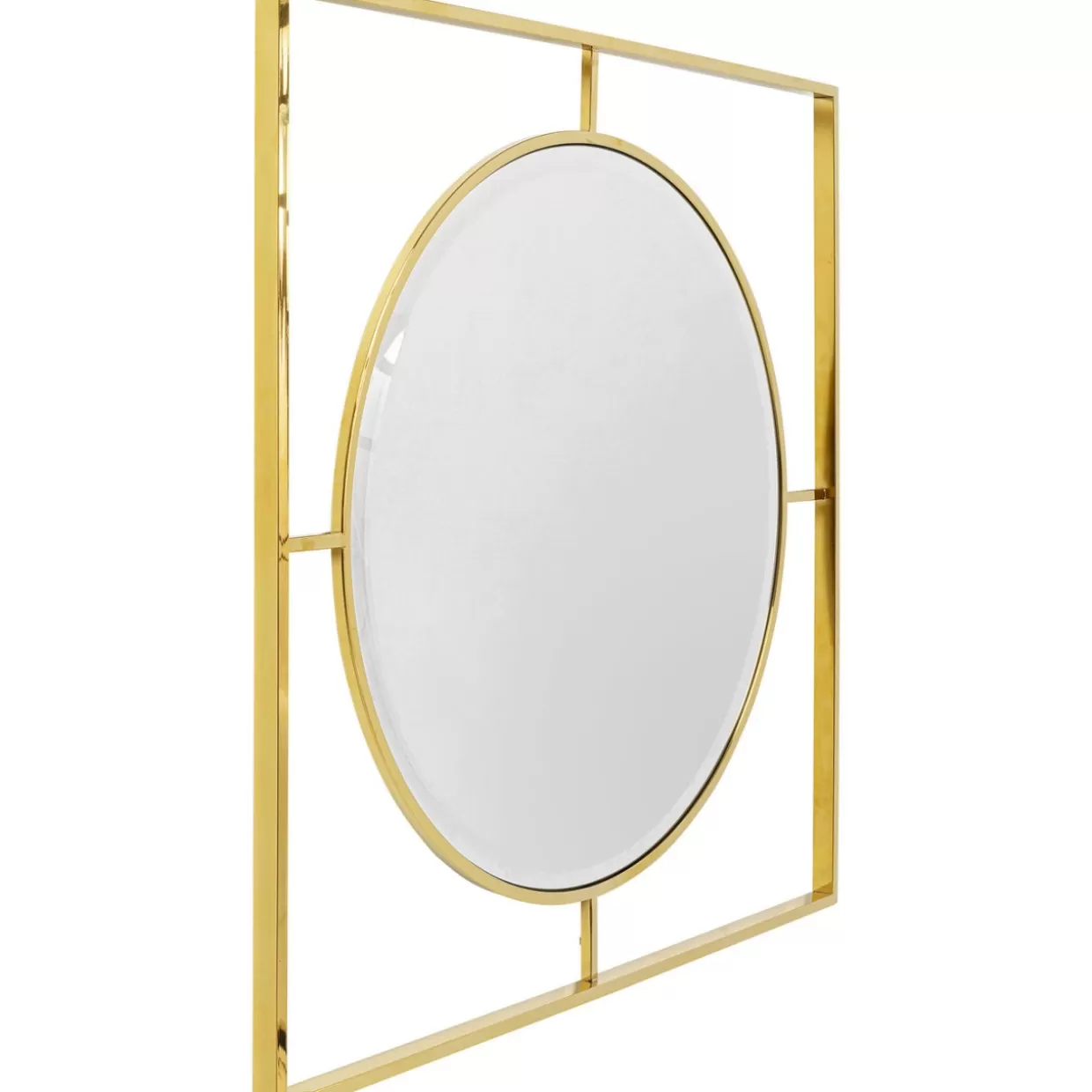 KARE Specchio Decorativo con Cornice Stanford Dorata - Diametro 90 cm per Interni Moderni