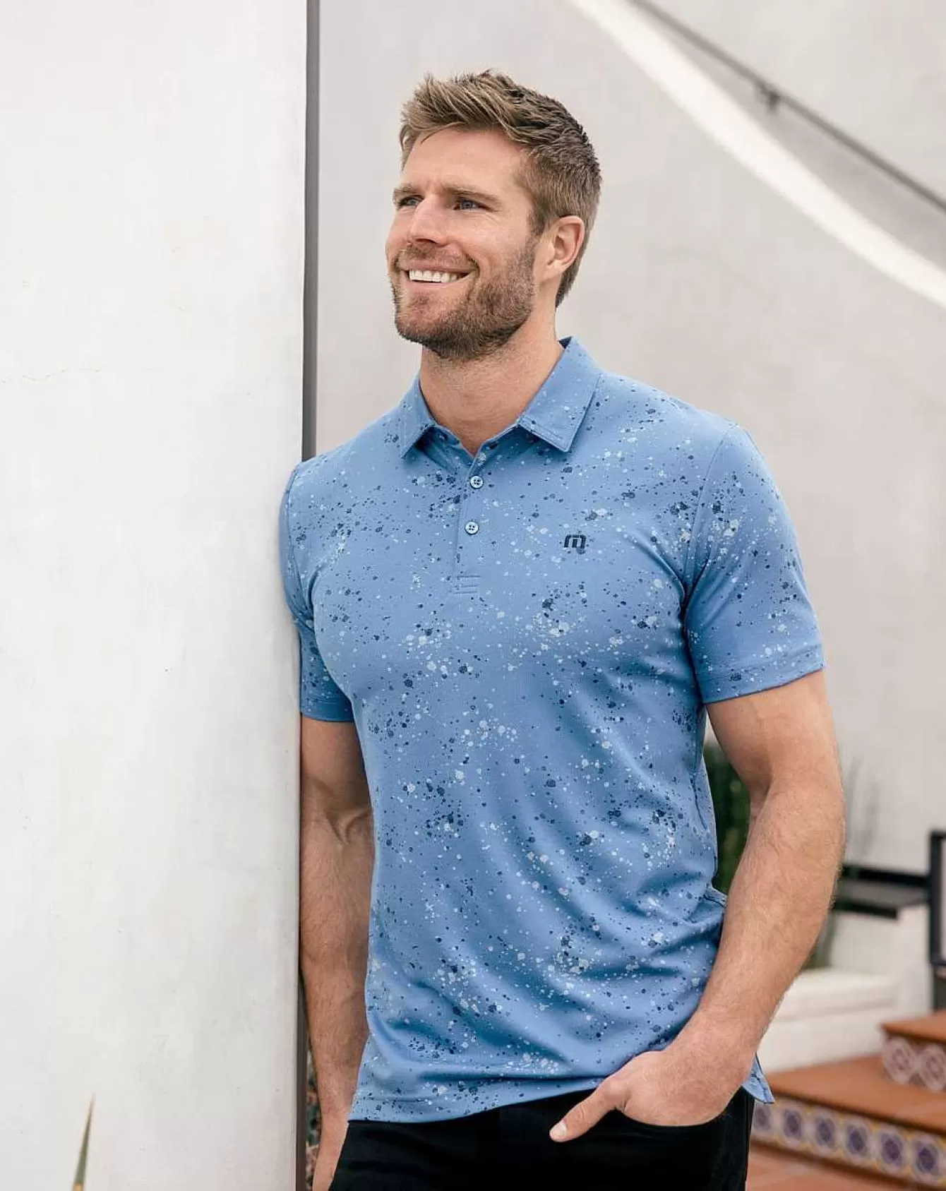 Maglia Polo Uomo con Stampa Astratta Spray - Design Moderno per Stile Casual | Collezione Tendenza Primavera