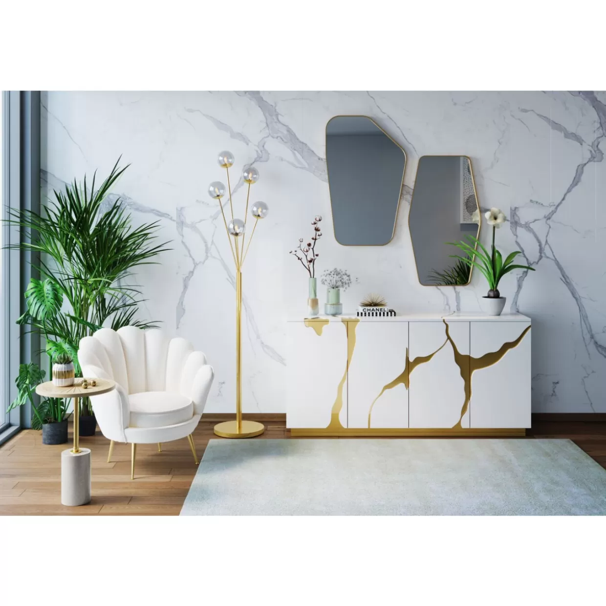 KARE Design Steh & Bodenleuchten | Stehleuchte Talea Gold 156Cm