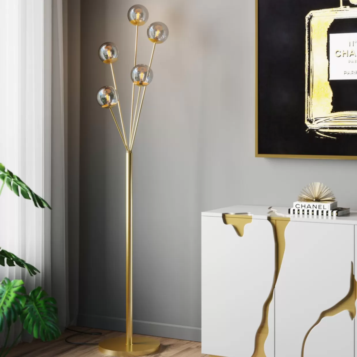 KARE Design Steh & Bodenleuchten | Stehleuchte Talea Gold 156Cm