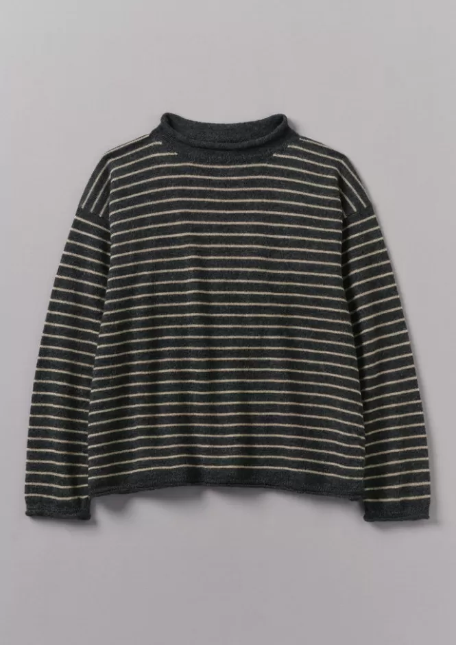 Maglioncino in lana alpaca rigato per donna - Intimo casalingo elegante e capispalla primaverili | T-shirt lounge a strisce morbide