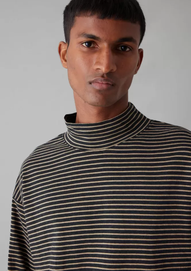 Maglia in Cotone Jersey Morbidissima con Dettaglio a Righe - Maniche Lunghe per un Look Casual e Confortevole | Novità in Maglieria con Confezione Comoda