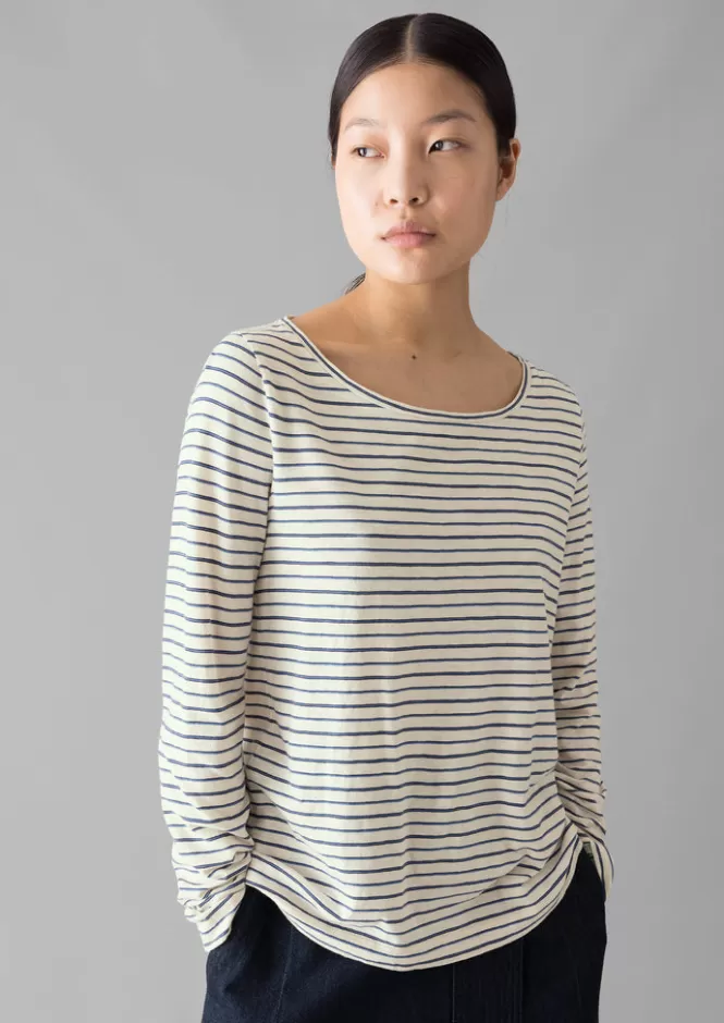 Maglietta Donna in Cotone Jersey A Righe - Scollo V Comodo e Stile Casual per T-Shirt Femminili