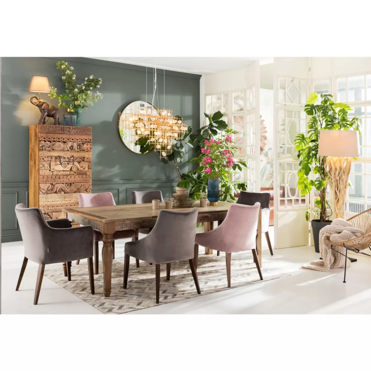 Eleganti sedie in velluto grigio di KARE Design - Comfort moderno per arredamento raffinato