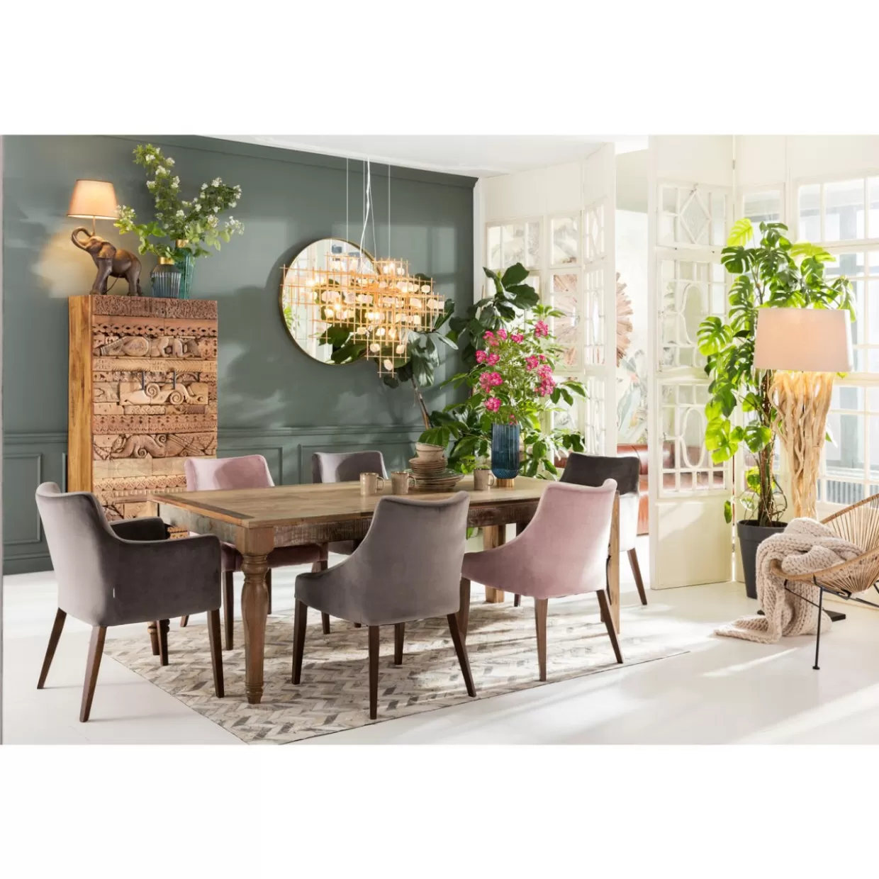 Eleganti sedie in velluto grigio di KARE Design - Comfort moderno per arredamento raffinato