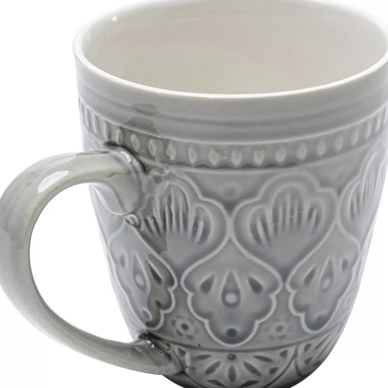 KARE Design Stoviglie e Accessori Tavola - Tazza Ceramica Mandala Sicilia Grigio Effetto Lava