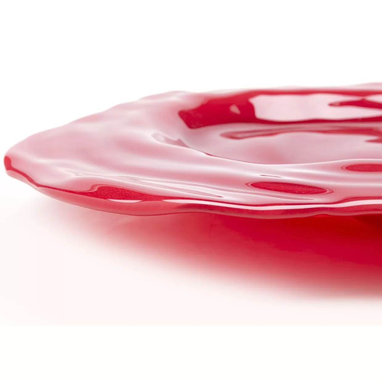 KARE Design Piatto Tornado in Rosso Intenso - Stoviglie Moderne con Diametro 46 cm per Tavola Avvolgente

（：，