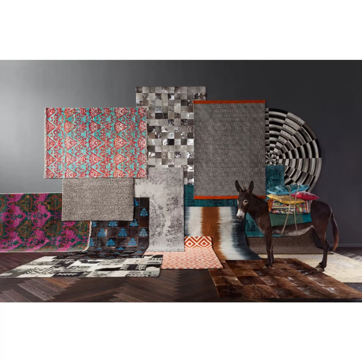 KARE Design Tappeto Vintage Kelim Grigio Antracite 170x240 cm - Stile Bohémien per Soggiorno Moderno