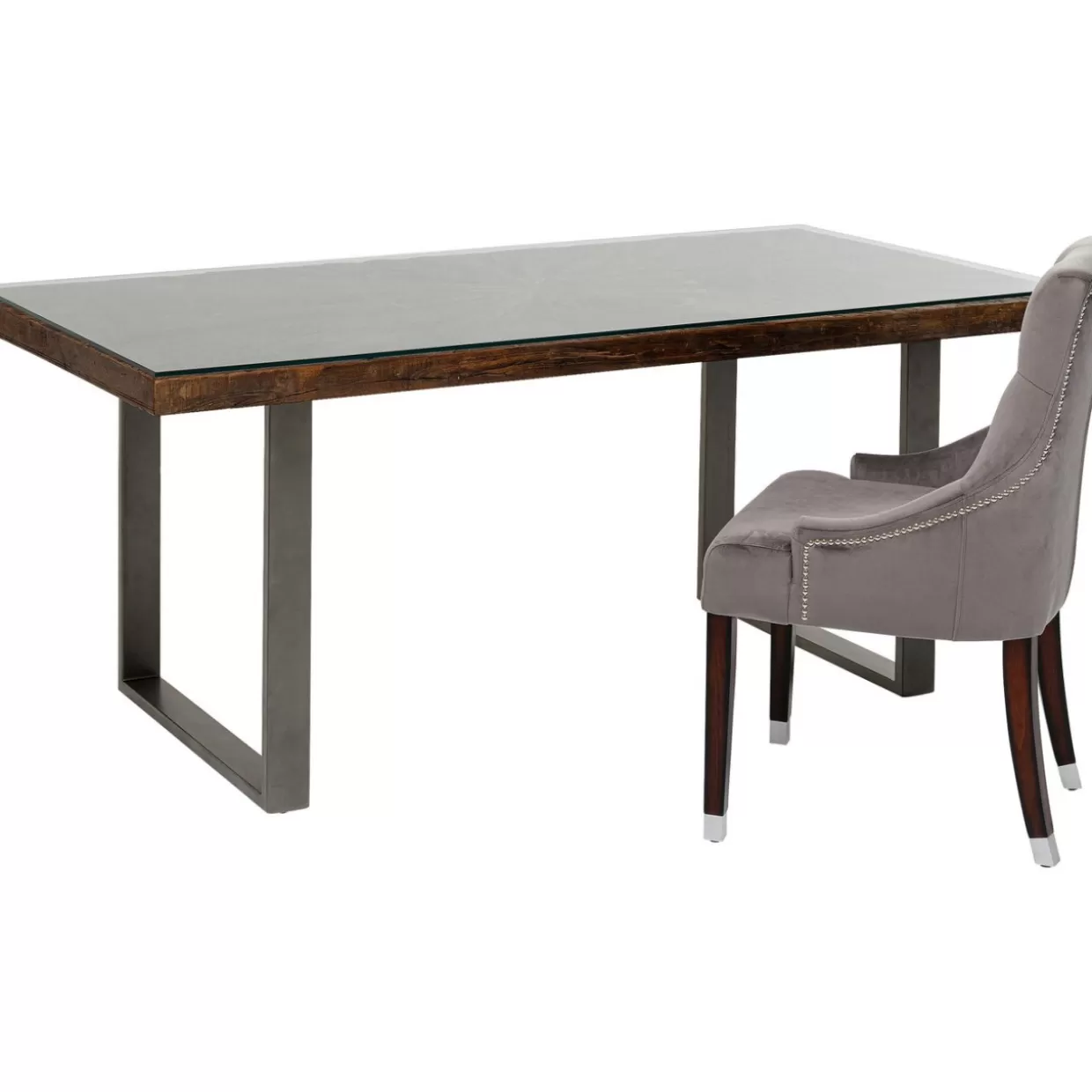 Tavolo Conley in Acciaio Naturale 180x90 cm - Design Industriale KARE per Ambienti Moderni