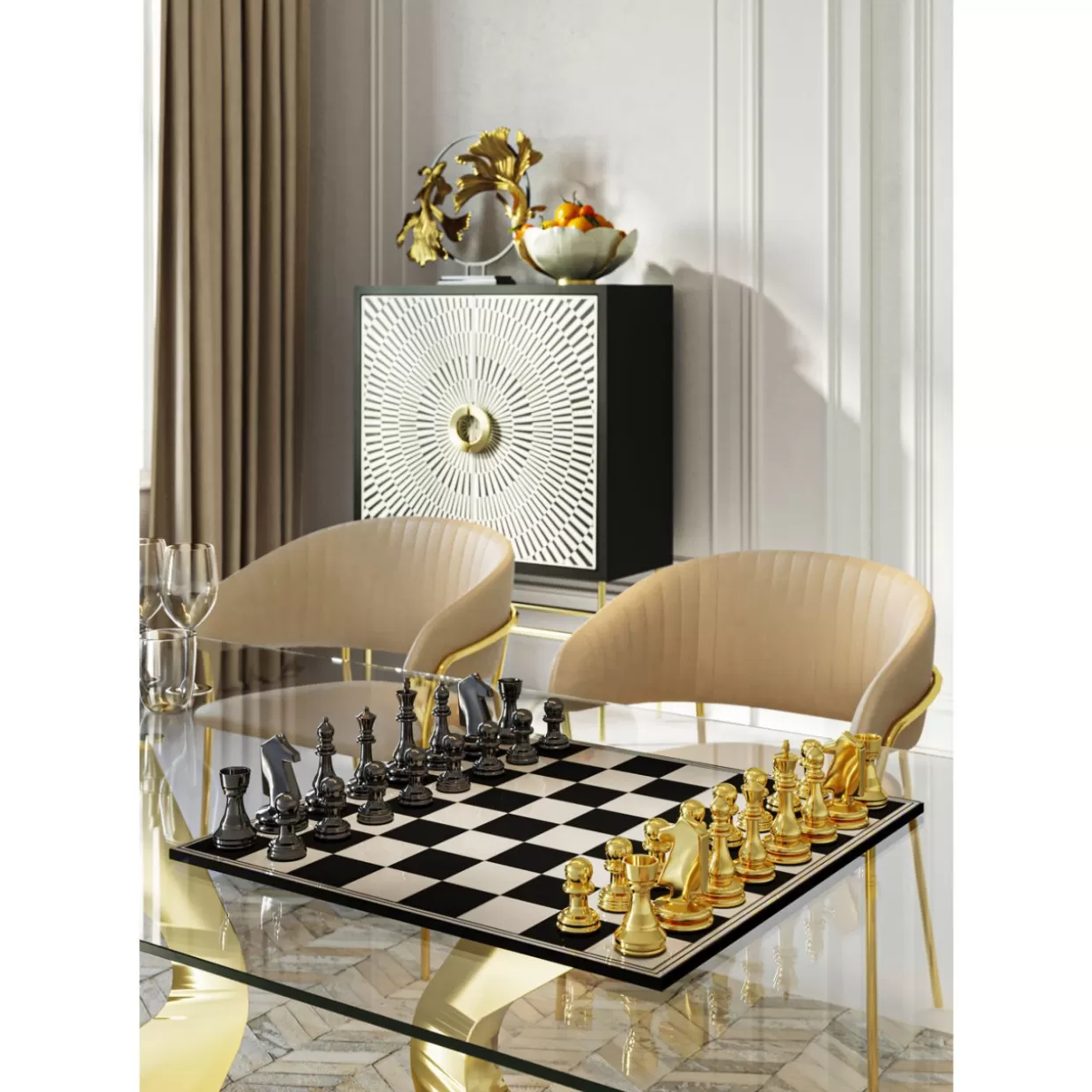 Tavolo Elegante Gloria Gold by KARE Design - 200x100 cm in Metallo Dorato con Piano Laccato, Design Esclusivo per Soggiorni di Lusso