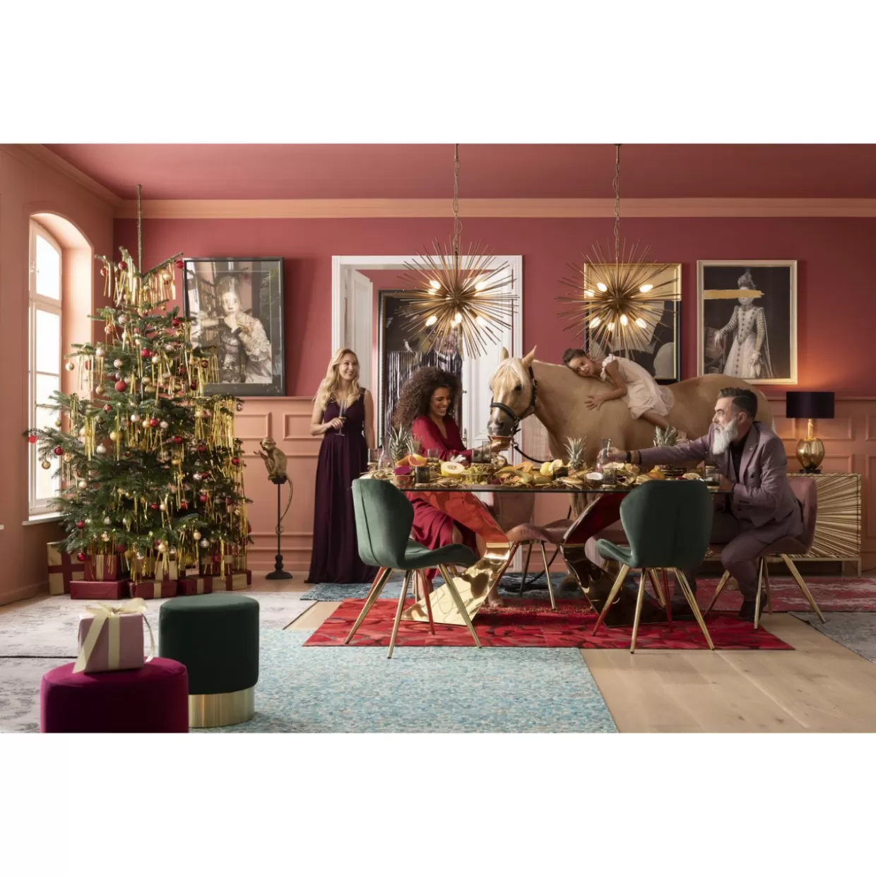 Tavolo Elegante Gloria Gold by KARE Design - 200x100 cm in Metallo Dorato con Piano Laccato, Design Esclusivo per Soggiorni di Lusso