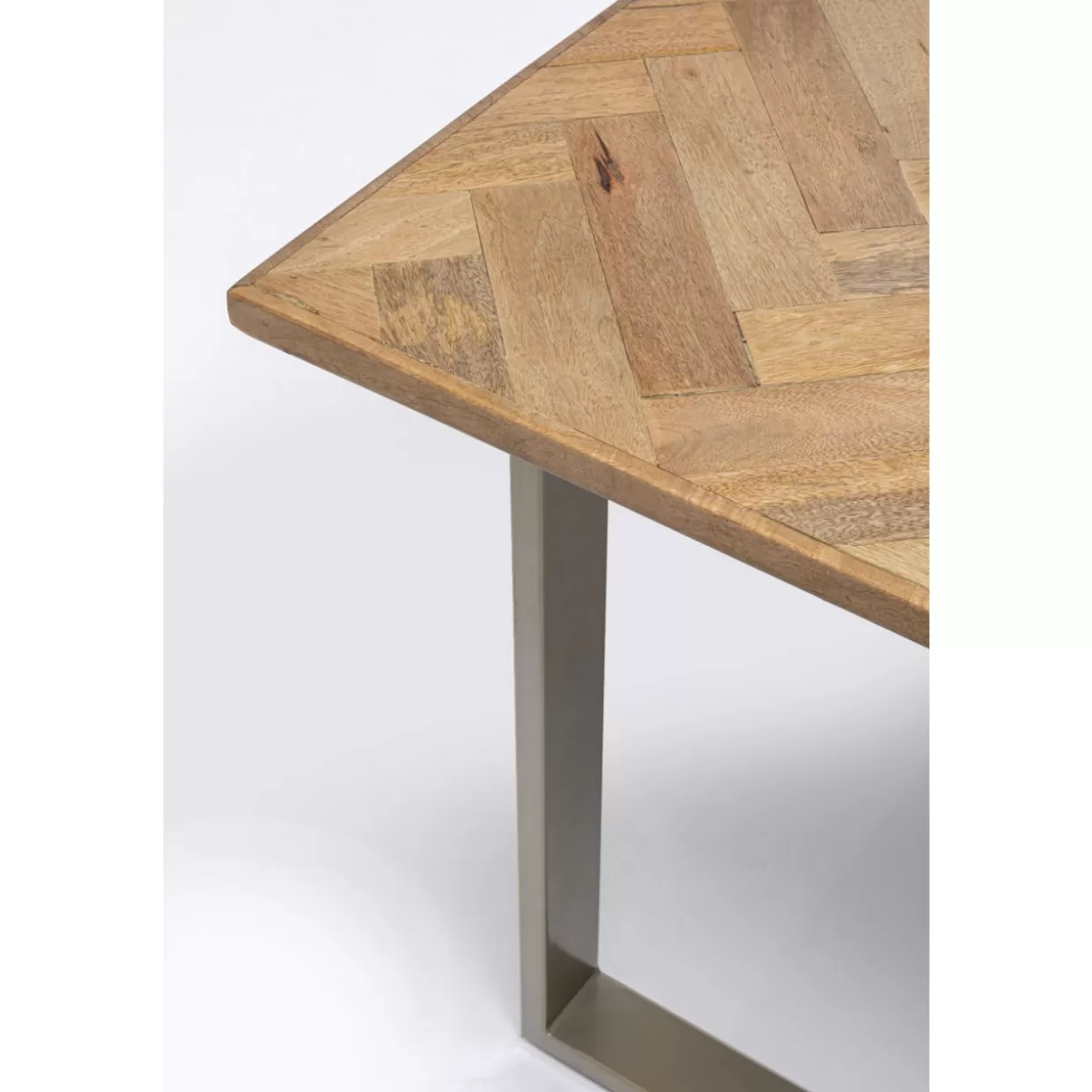 Tavolo moderno in effetto parquet argentato KARE Design - Elegante scrivania da ufficio 180x90 cm con finitura metallizzata