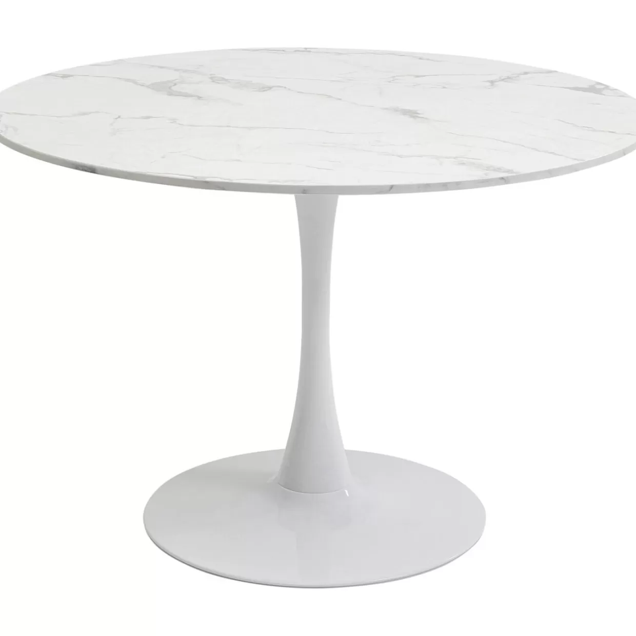 Elegante tavolo design KARE Collezione Schickeria in marmo bianco - Diametro 110cm per arredamento ricercato