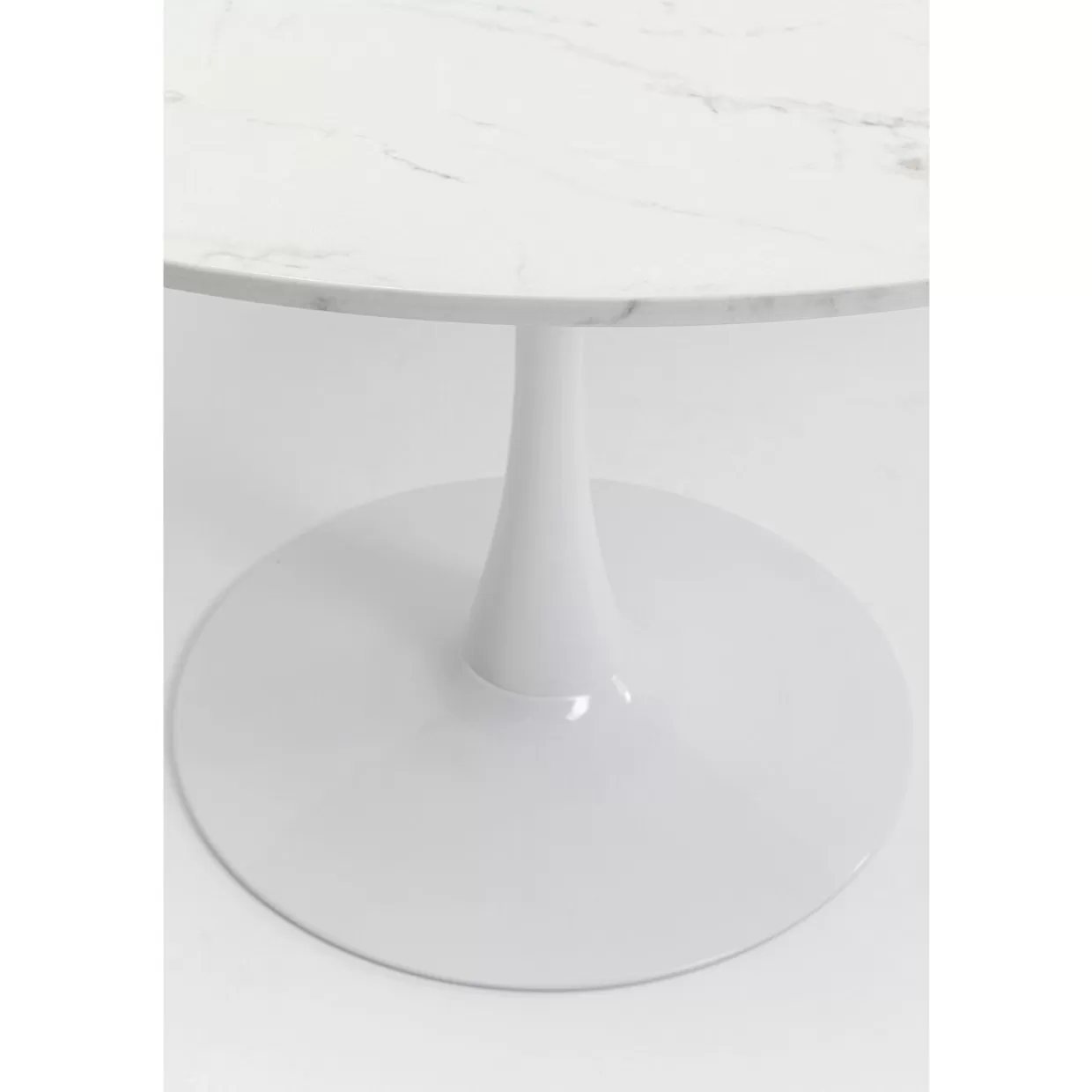Elegante tavolo design KARE Collezione Schickeria in marmo bianco - Diametro 110cm per arredamento ricercato