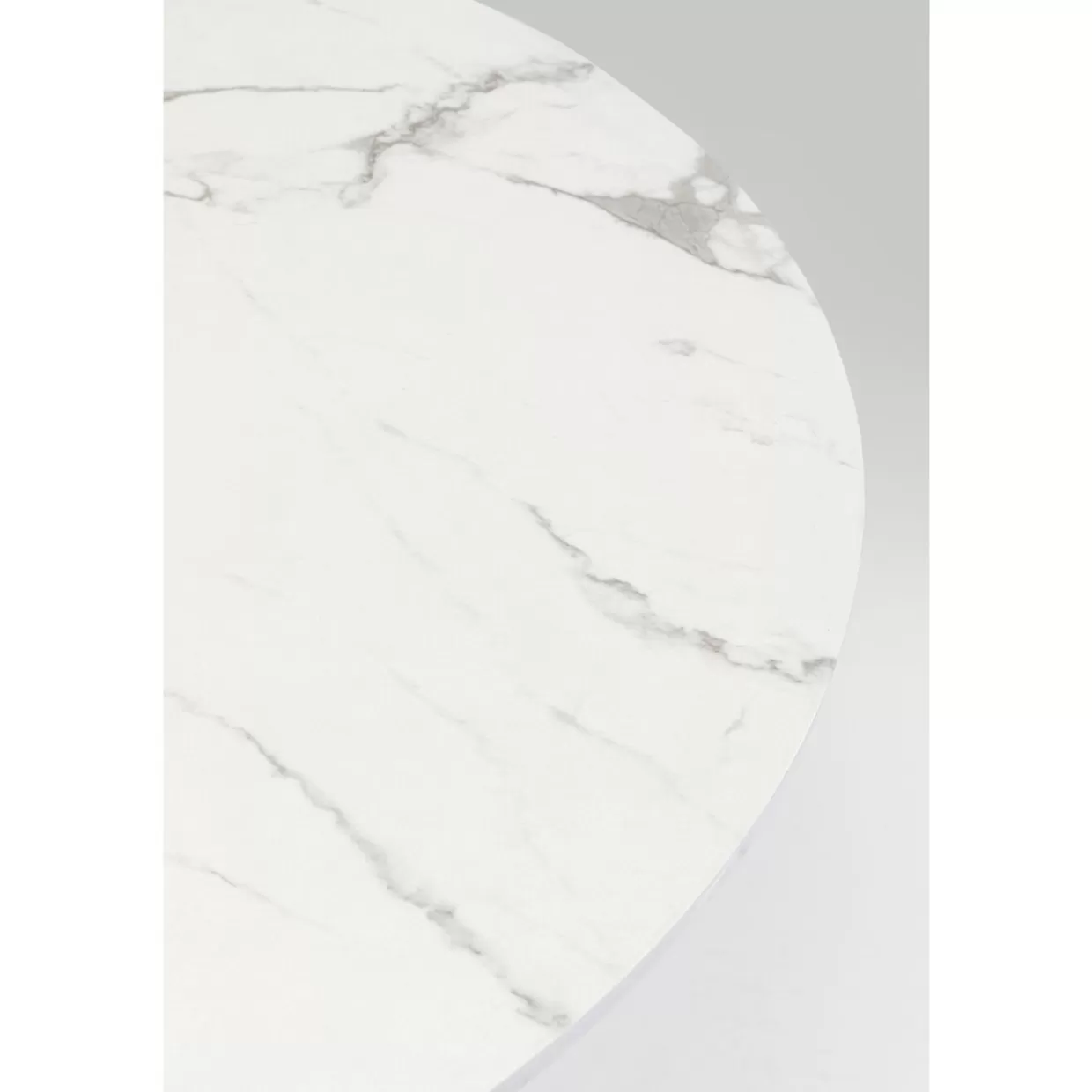 Elegante tavolo design KARE Collezione Schickeria in marmo bianco - Diametro 110cm per arredamento ricercato